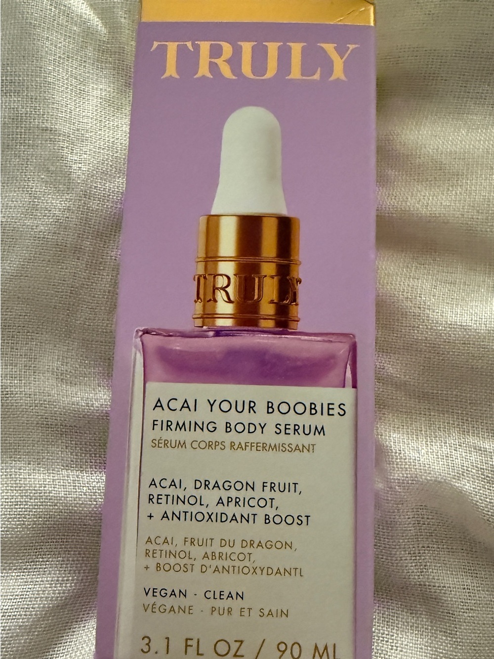 Truly Acai Your Boobies Firming Body Serum 3.1 oz / 90 mL NIB Sealed Vegan